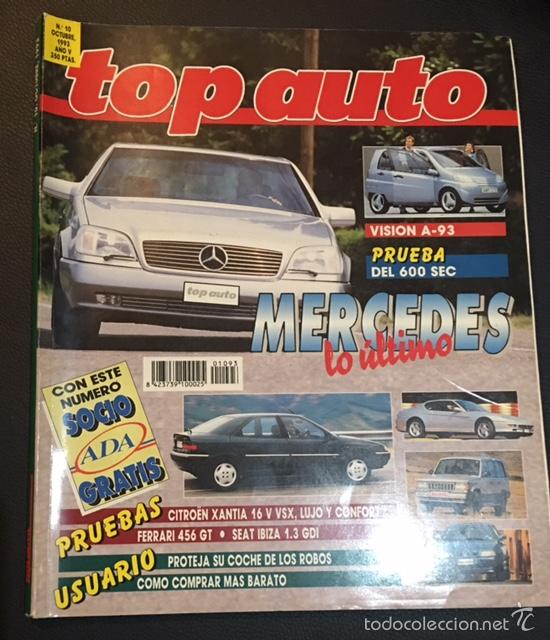 Coches: revista top auto n&ordm; 10 octubre 1983 mercedes 600 sec ferrari coupe 456 gt citroen xantia 16v vsx