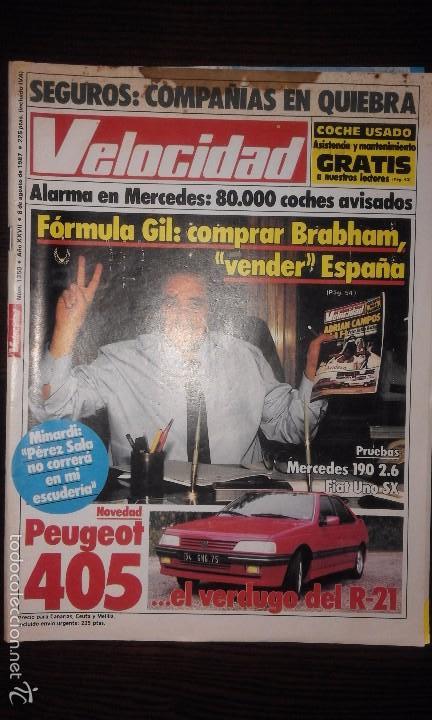 Coches: Velocidad n&ordm; 1350 (8-8-1987) (prueba Peugeot 405, Mercedes-Benz 190 2.6, Fiat Uno SX)