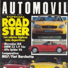 Voitures: REVISTA AUTOMOVIL Nº 221 AÑO 1996. PRUEBA: BMW Z3 1.9I 16V. ALFA ROMEO SPIDER 3.0 V6. COMP: MG 1.8I. Lote 223689462