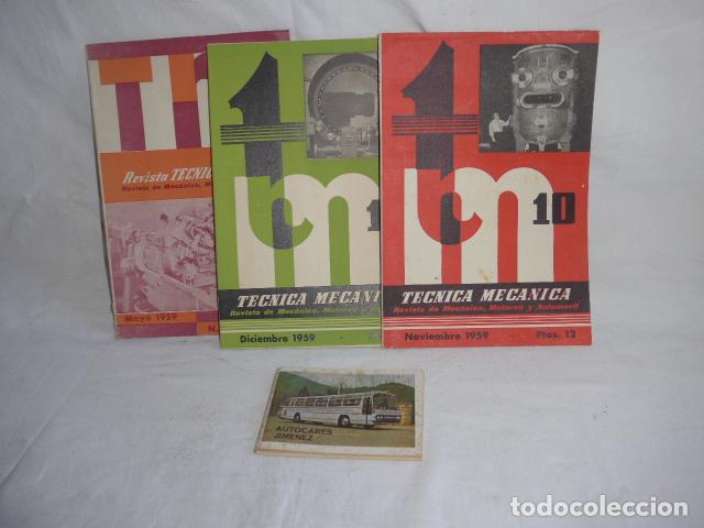Coches: LOTE 3 LIBROS REVISTA TECNICA MECANICA 1959 + FOLLETO AUTOCARES JIMENEZ TRANSPORTE