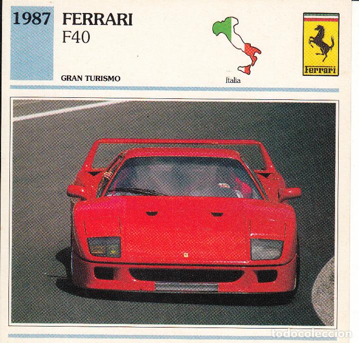 Coches: FICHA DEL COCHE GRAN TURISMO 'FERRARI. F40'. ITALIA 1987.