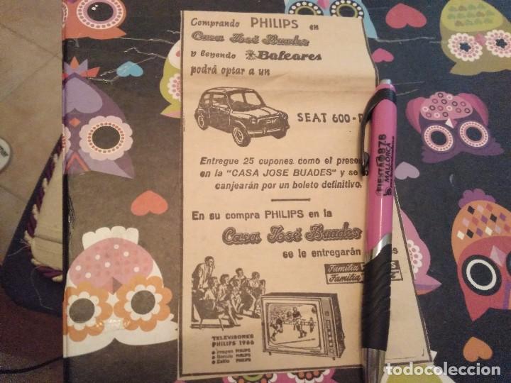 Coches: ANTIGUO ANUNCIO PUBLICIDAD A&Ntilde;OS 60 PARA ENMARCAR SORTEO SEAT 600 D CASA BUADES MALLORCA