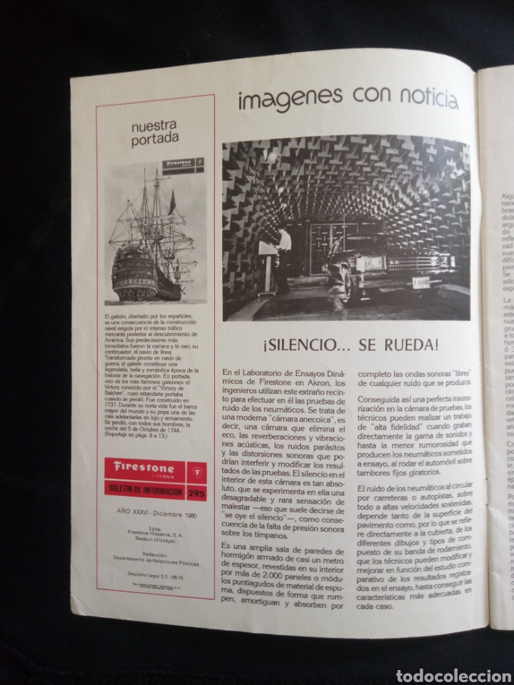 Coches: FIRESTONE BOLETIN DE INFORMACION Numero 295 DICIEMBRE 1980 Portada El galeón - Foto 2 - 156177449