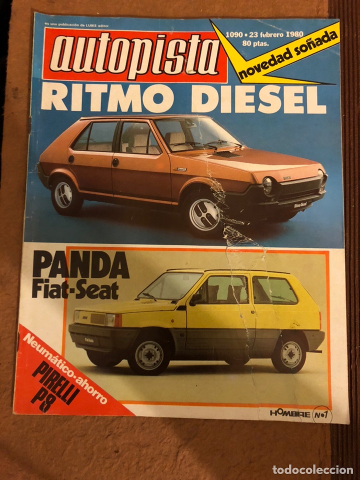 Coches: AUTOPISTA N&deg; 1090 (FEBRERO 1980). FIAT RITMO DIESEL, FIAT-SEAT PANDA, PIRELLI P8,...