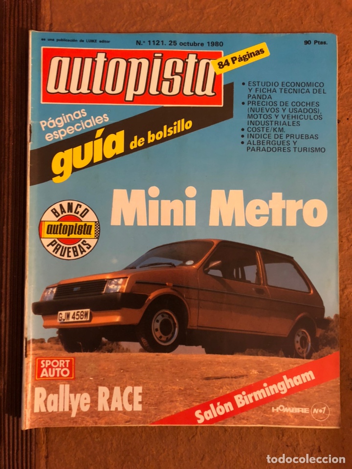 Coches: AUTOPISTA N&deg; 1121 (OCTUBRE 1980). MINI METRO, RALLYE RACE, SA&Ntilde;ON BIRMINGHAM,..