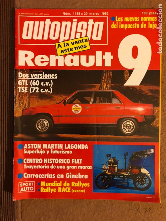 Coches: AUTOPISTA N&deg; 1188 (MARZO 1982). RENAULT 9 GTL y TSE, ASTON MARTIN LAGONDA, RALLYES,...