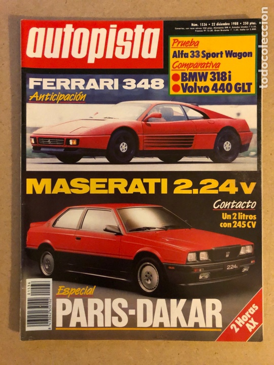 Autos: AUTOPISTA N&deg; 1536 (DICIEMBRE 1988). FERRARI 348, MASERATI 2.24v, ALFA 33 SPORT WAGON, BMW 318i,...