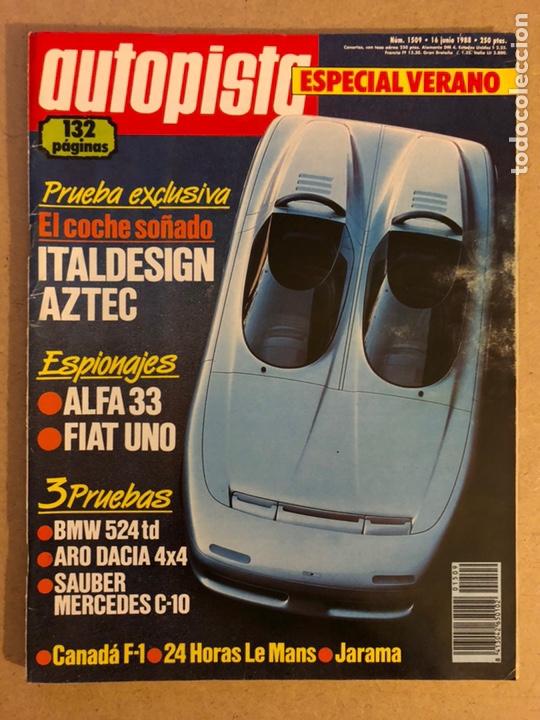 Voitures: AUTOPISTA N&deg; 1509 (JUNIO 1988). ESPECIAL VERANO, ALFA 33, FIAT UNO, BMW 524 TD, ARO DACIA 4x4,...