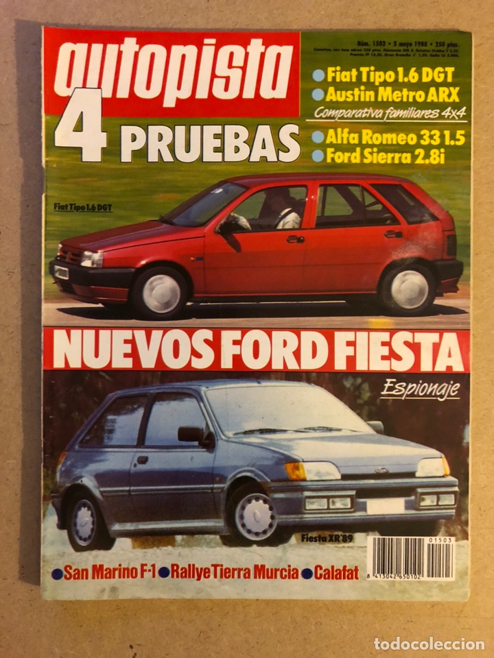 Voitures: AUTOPISTA N&deg; 1503 (MAYO 1988). ALFA ROMEO 33 1.5, FORS SIERRA 2.8i, FORD FIESTA,...MUY BUEN ESTADO.