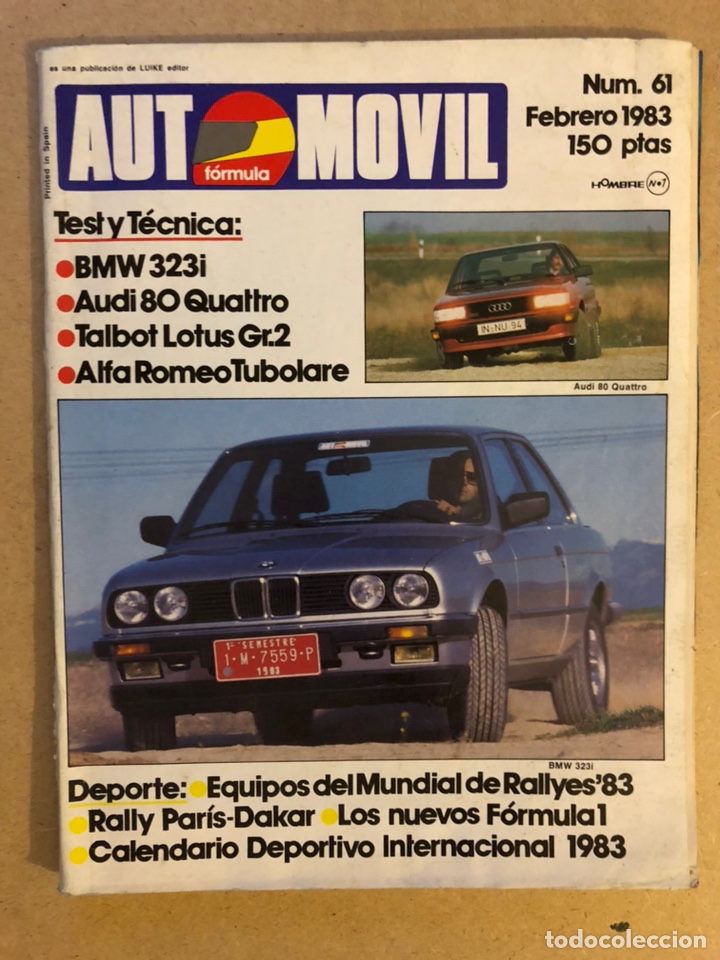 Coches: AUTOM&Oacute;VIL N&deg; 61 (FEBRERO 1983). BMW 323i, AUDI 80 QUATTRO, TALBOT LOTUS Gr.2, ALFA ROMEO TUBOLARE,..