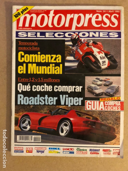 Autos: MOTORPRESS N&deg; 24 (ABRIL 1992). DODGE ROADSTER VIPER, MUNDIAL MOTOCICLISMO, ENDURO,...