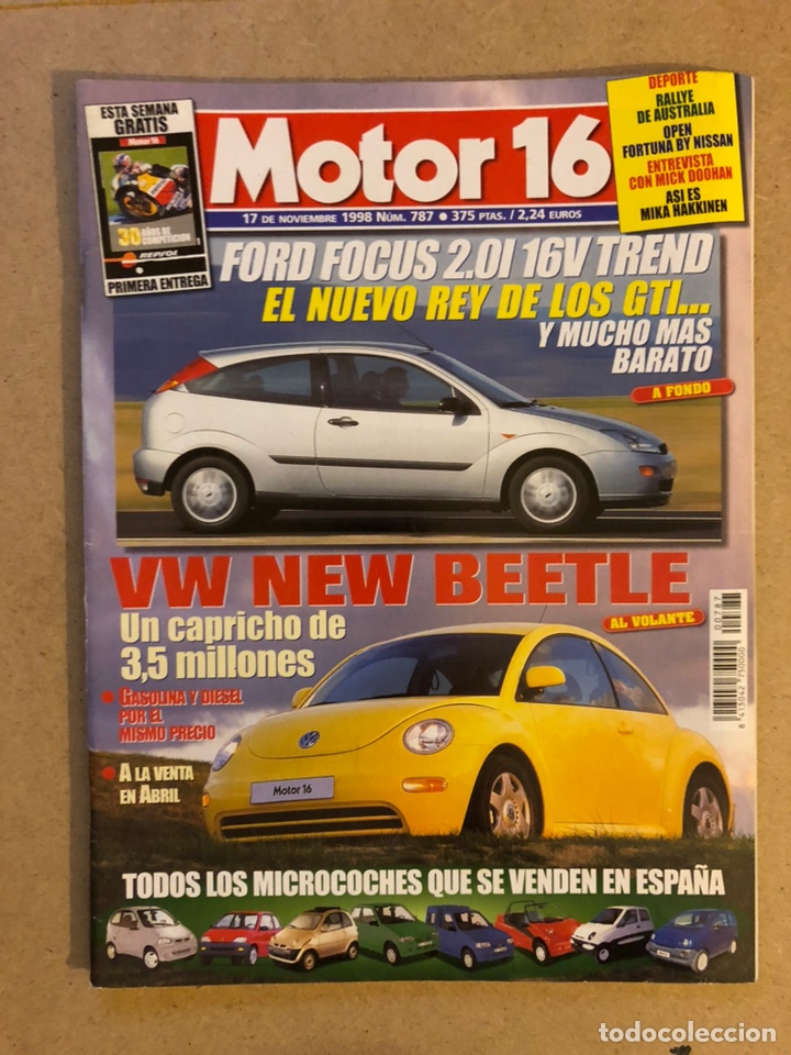 Coches: MOTOR 16 N&deg; 787 (1998). FORD FOCUS 2.0i 16v, VW NEW BEETLE, MICROCOCHES,...