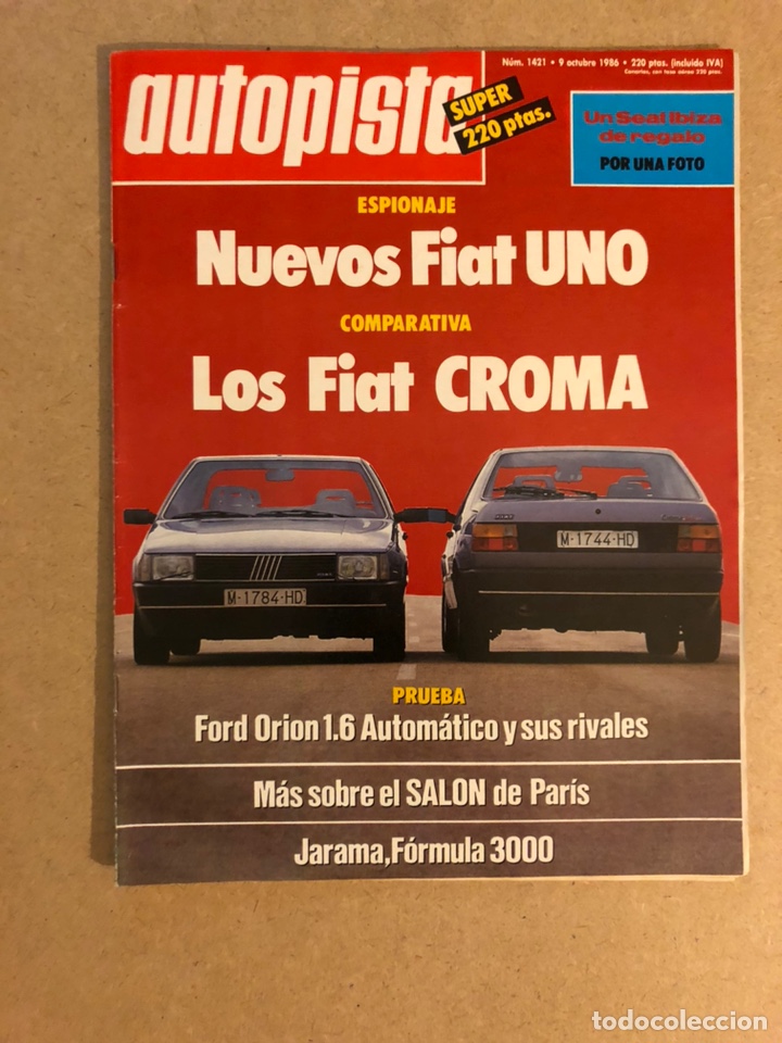 Carros: AUTOPISTA N&deg; 1421 (1986). FIAT UNO Y CROMA, FORD ORION 1.6, RALLYES, JARAMA F3000,..