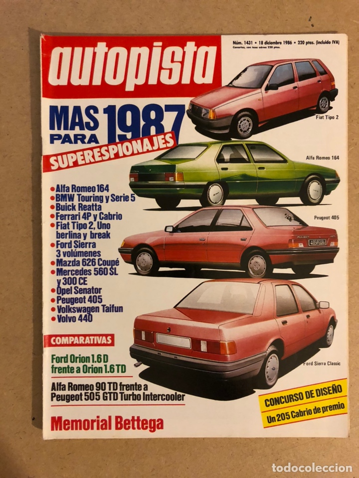 Autos: AUTOPISTA N&deg; 1431 (1986). ALFA ROMEO 164, BMW TOURING, FERRARI 4P y CABRIO, MAZDA 626 COUP&Eacute;, VOLVO