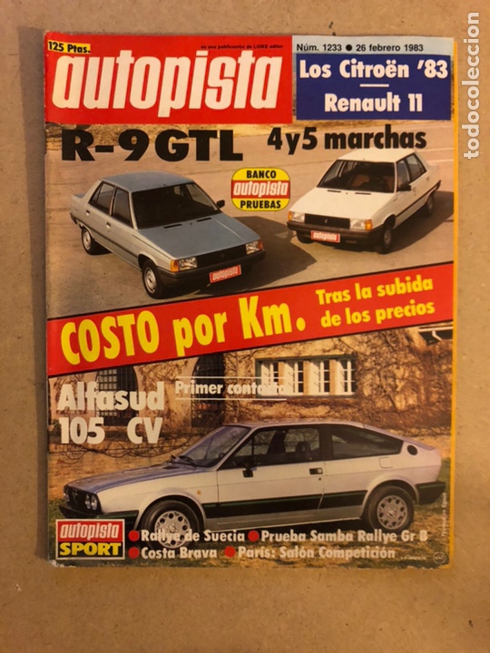 Autos: AUTOPISTA N&deg; 1233 (1983). ALFASUD 105 CV, RENAULT 11 y 9 GTL, SAMBA RALLYE Gr.B,..