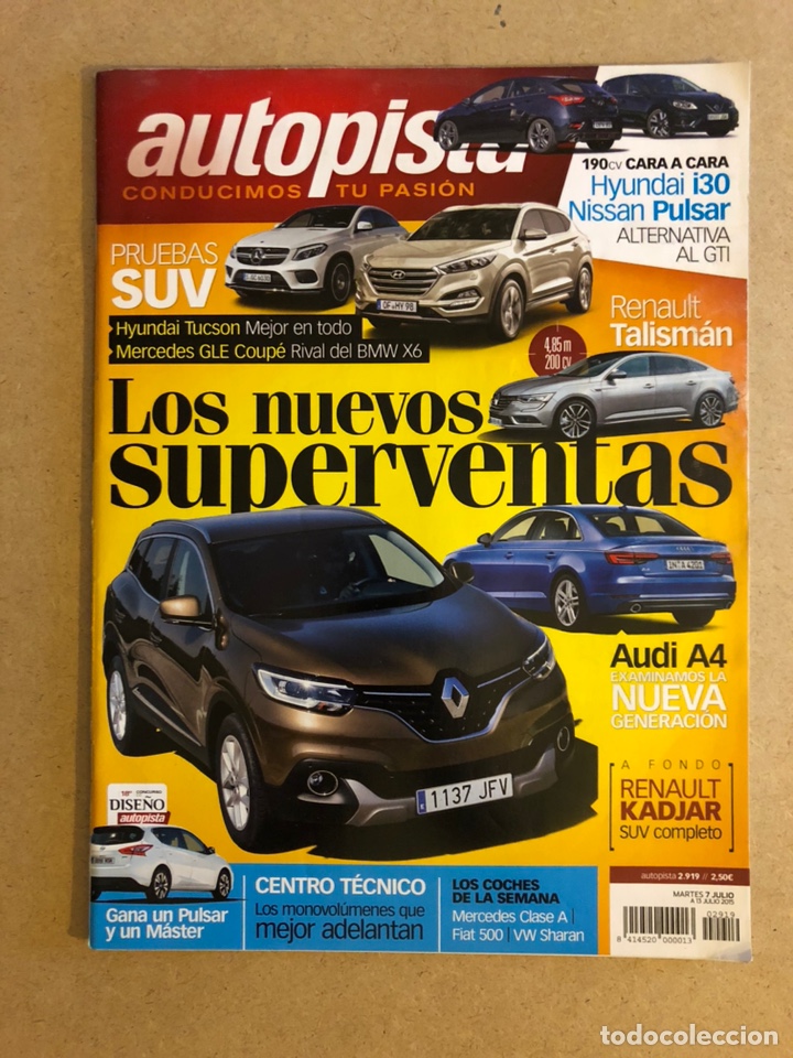 Auto: AUTOPISTA N&deg; 2919 (2015). AUDI A4, HYUNDAI i30, MERCEDES GLE COUP&Eacute;,..