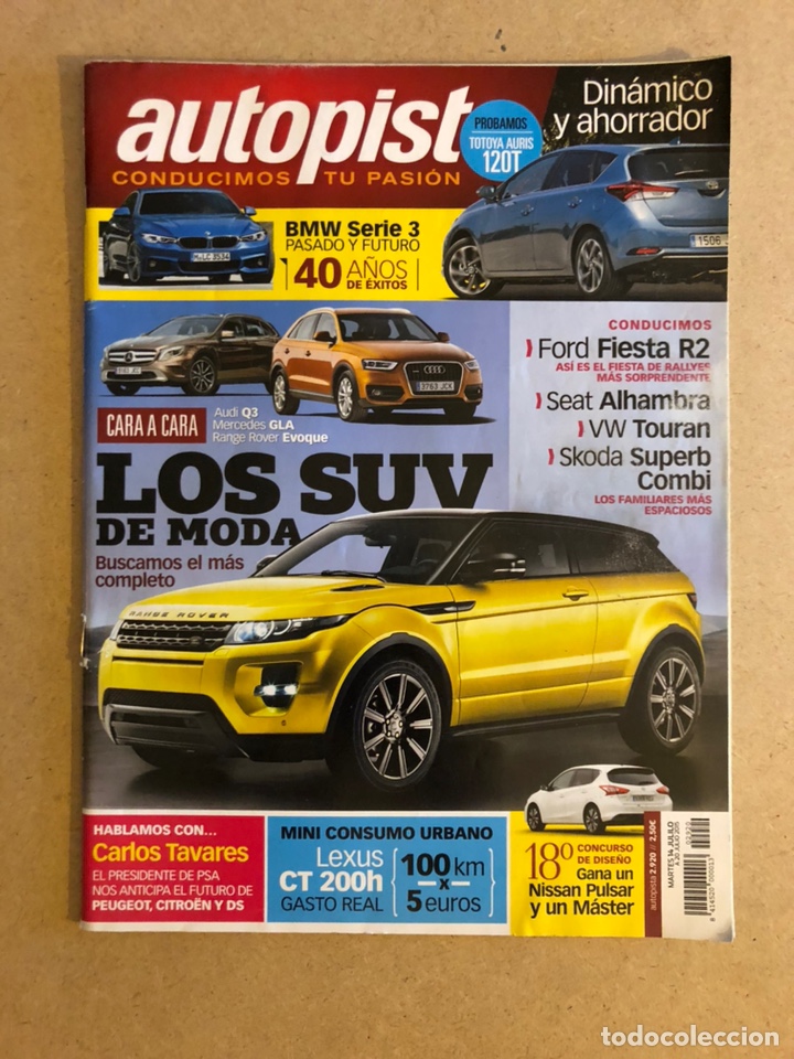 Carros: AUTOPISTA N&deg; 2920 (2015). AUDI Q3, MERCEDES GLA, RANGE ROVER EVOQUE, FORD FIESTA R2, LEXUS CT 200h,.