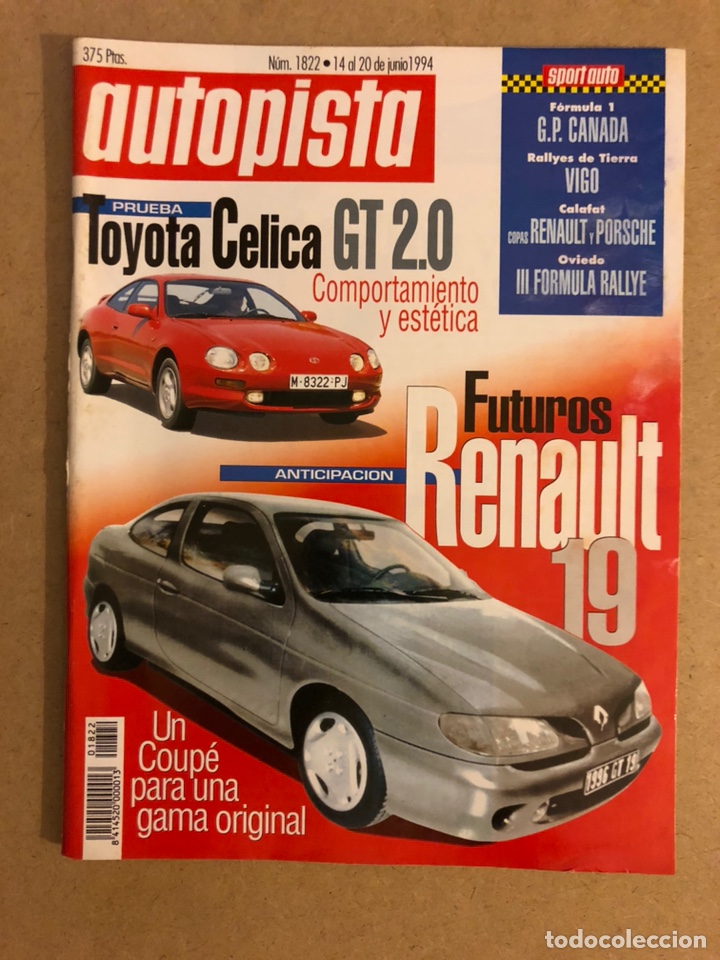 Autos: AUTOPISTA N&deg; 1822 (2015). TOYOTA CELICA GT 2.0, RENAULT 19, RALLYES, F&Oacute;RMULA 1,...