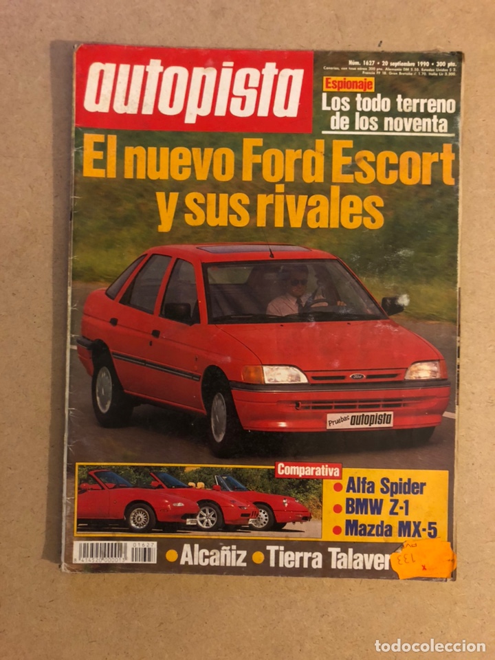Auto: AUTOPISTA N&deg; 1627 (1990). FORD ESCORT vs RIVALES, ALFA SPIDER, BMW Z-1, MAZDA MX-5,...