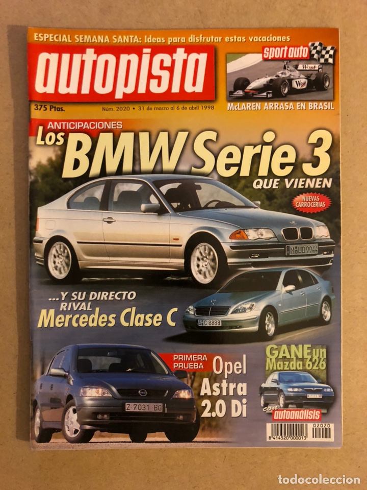 Coches: AUTOPISTA N&deg; 2020 (1998). BMW SERIE 3, MERCEDES CLASE C, OPEL ASTRA 2.0 Di, FORMULA 1 BRASIL,..