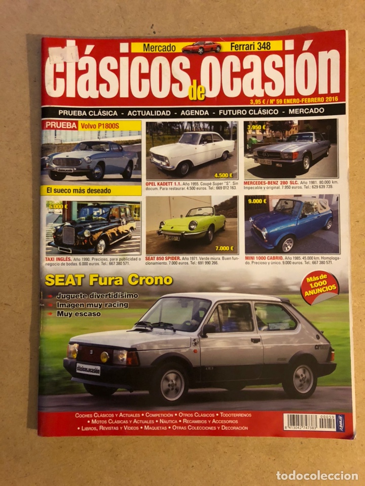 Autos: CL&Aacute;SICOS DE OCASI&Oacute;N N&deg;59 (2016). SEAT FURA CRONO, MERCADO FERRARI 348,...