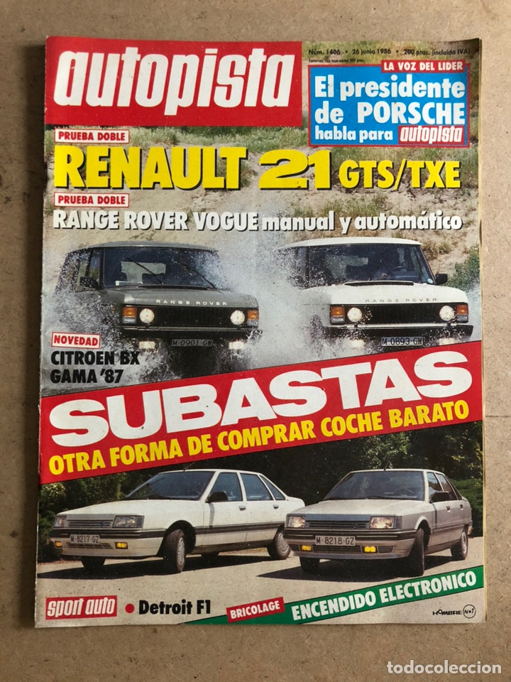 Voitures: AUTOPISTA N&deg; 1406 (1986). RENAULT 21 GTS/TXE, G.P. DETROIT F&Oacute;RMULA 1,...BUEN ESTADO.