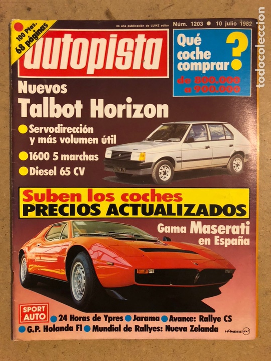 Voitures: AUTOPISTA N&deg; 1203 (JULIO 1982). TALBOT HORIZON, MASERATI, 24 HORAS DE YPRES, JARAMA