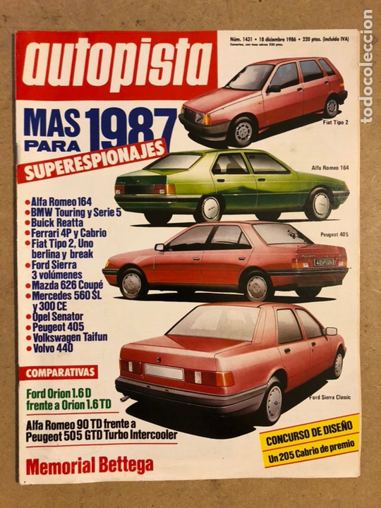 Cars: AUTOPISTA N&deg; 1431 (1986). ALFA ROMEO 164, BMW TOURING, FERRARI 4P y CABRIO, MAZDA 626 COUP&Eacute;