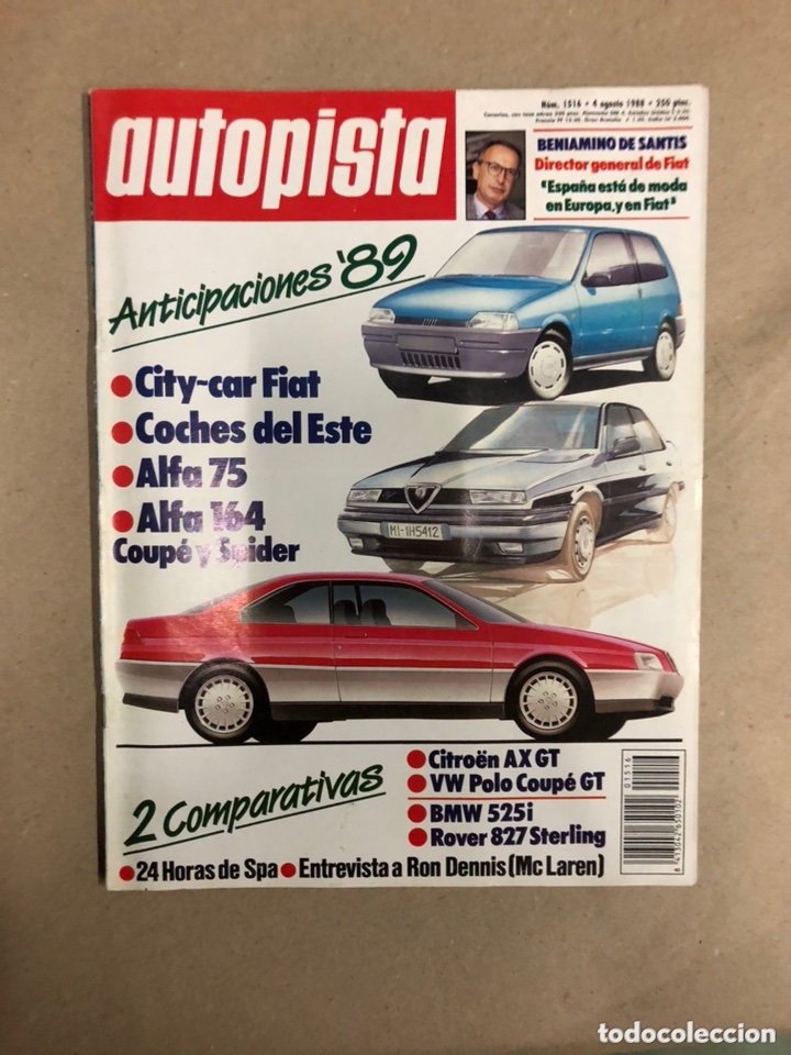 Coches: AUTOPISTA N&deg; 1516 (AGOSTO 1988). ALFA 75 y 164 COUP&Eacute; Y SPIDER, CITRO&Euml;N AX GT, VW POLI COUP&Eacute; GT, BMW
