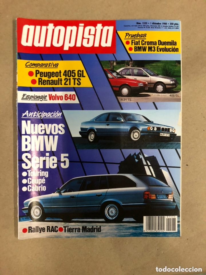 Voitures: AUTOPISTA N&deg; 1523 (SEPTIEMBRE 1988). FIAT TIPO 1.4 DGT, OPEL VECTRA, ESCORT/ORI&Oacute;N, AX, THEMA 16 V,..