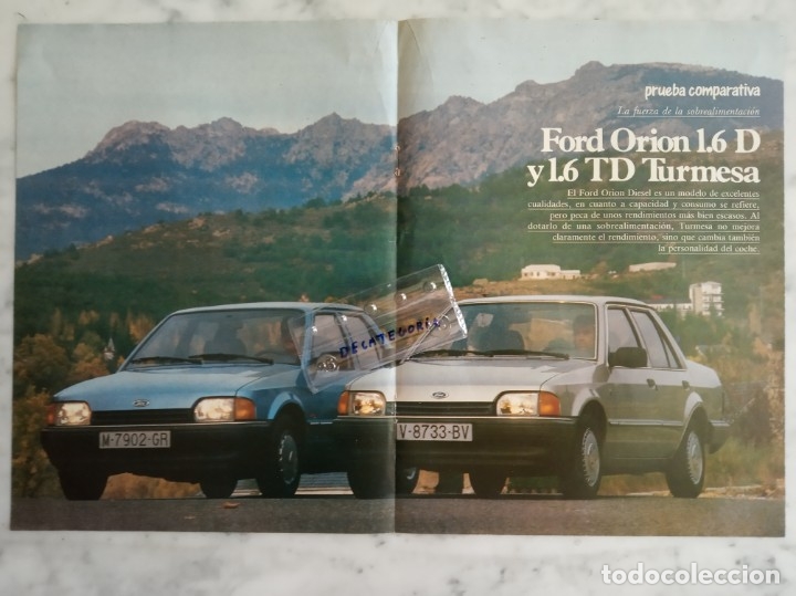Auto: poster revista motorpress - prueba comparativa - ford orion 1.6 D y 1.6 TD - turmesa -