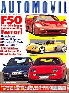 Coches: AUTOMOVIL N&ordm; 207  ABRIL 1995  FIAT COUPE 16V  FORD PROBE 16V  HYUNDAI SCOUPE GT  FERRARI F50
