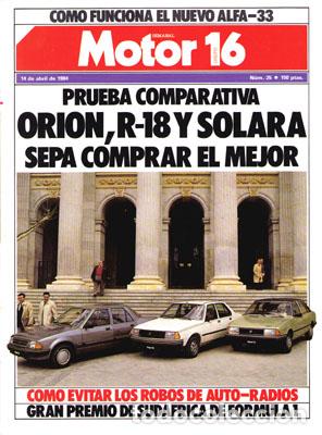 Coches: MOTOR 16 N&ordm; 025 (14-04-84)