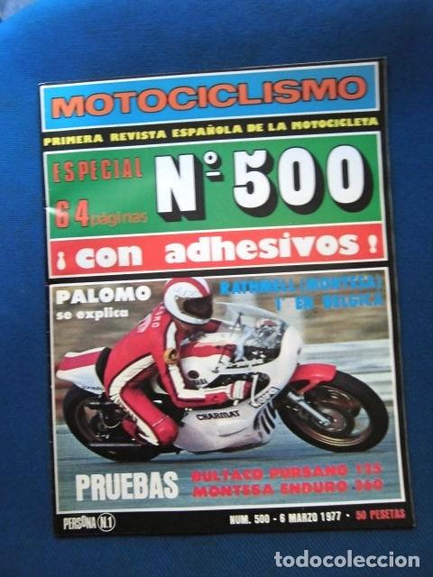 Auto: REVISTA MOTOCICLISMO ORIGINAL 1977 ESPA&Ntilde;A N&ordm;500 MOTOR COLECCION PRIVADA