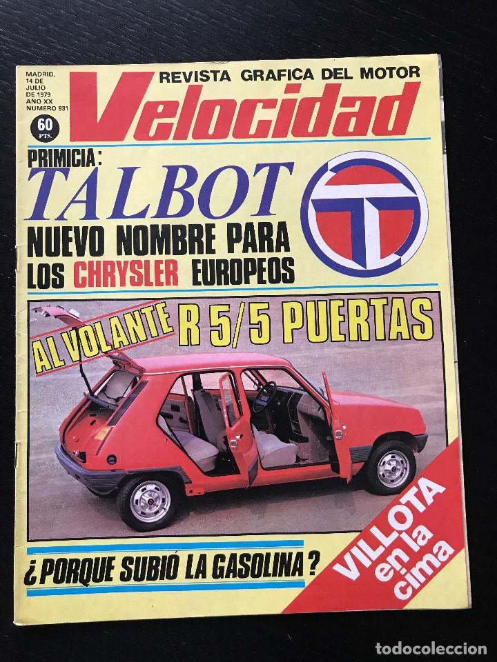 Coches: VELOCIDAD N&ordm; 931 - RENAULT 5 CINCO PUERTAS 6 HORAS VESPA FORMULA 1 VILLOTA JUVIKART FB100 KART RALLY