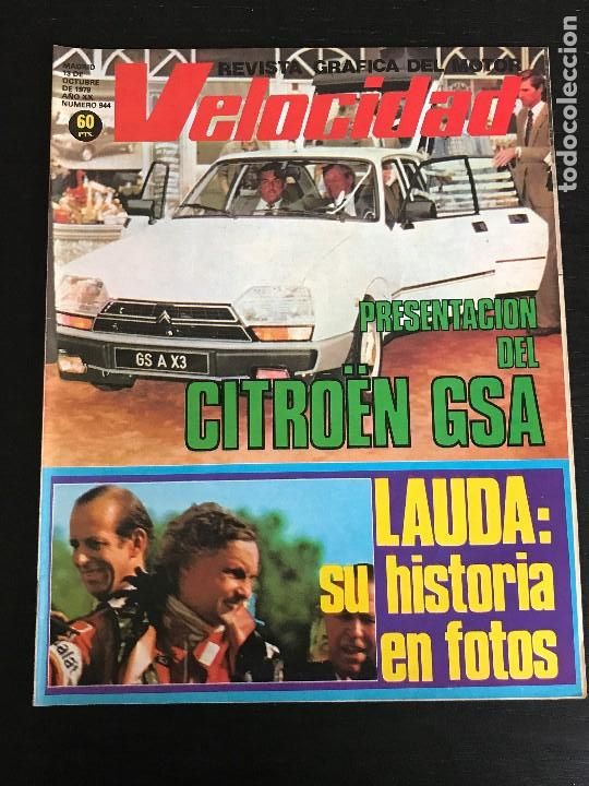 Coches: VELOCIDAD N&ordm; 944 - CITROEN GSA CALAFAT NIKI LAUDA FORMULA 1 GP OTO&Ntilde;O MOTOCICLISMO