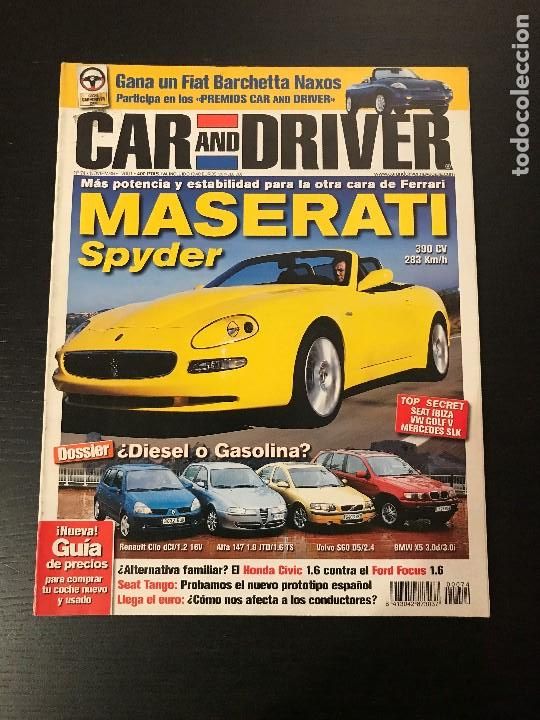 Coches: CAR AND DRIVER N&ordm; 74 - MASERATI SPYDER 3200 GT CORVETTE HONDA CIVIC FORD FOCUS VOLVO S60 BMW X5