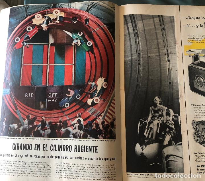 Coches: Curioso art&iacute;culo de prensa. Coches giran dentro de un cilindro en Chicago. Original a&ntilde;o 1954.
