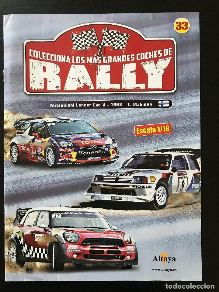 Coches: MITSUBISHI LANCER EVO V MAKINEN RALLYE - FASCICULO N&ordm; 33 - LOS MAS GRANDES COCHES DE RALLY ALTAYA