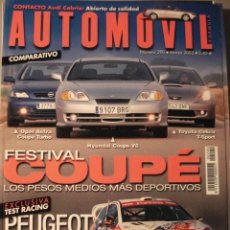 Coches: REVISTA AUTOMOVIL 290 OPEL ASTRA COUPE TURBO PEUGEOT 206 WRC TOYOTA CELICA T SPORT HYUNDAI COUPE V6. Lote 208942397