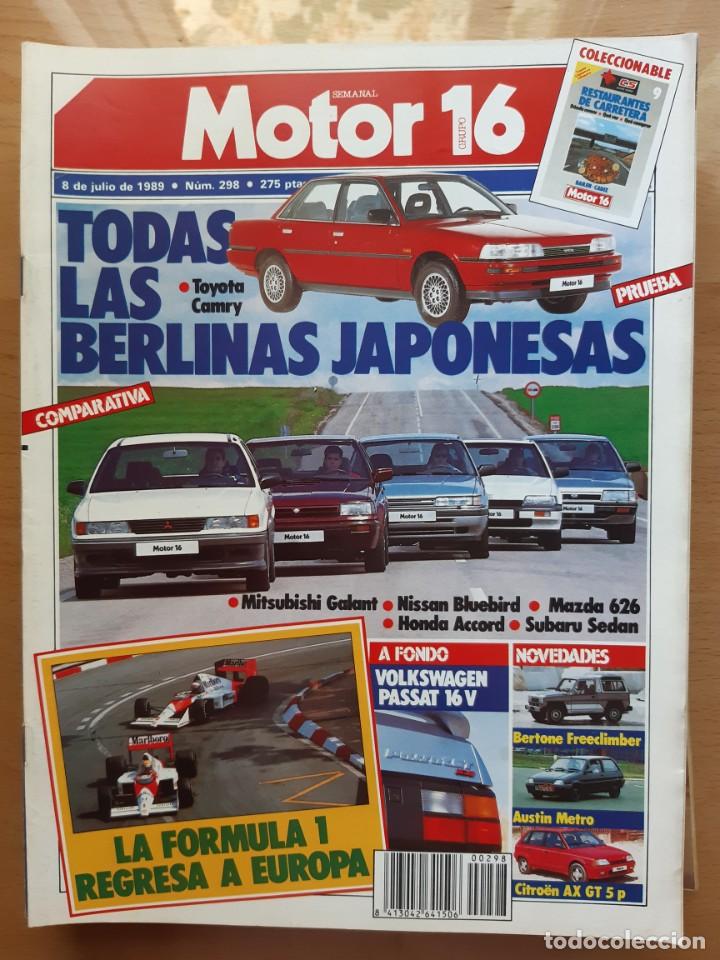 Coches: Motor 16 n&ordm; 298. A&ntilde;o 1989. Citr&ouml;en AX GT. VW Passat 16 V. Mitsubishi Galant. Luis P&eacute;rez Sala.