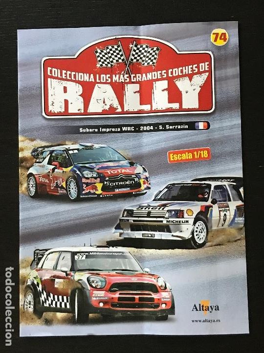 Coches: SUBARU IMPREZA WRC RALLYE 2004 SARRAZIN - FASCICULO N&ordm; 74 LOS MAS GRANDES COCHES DE RALLY