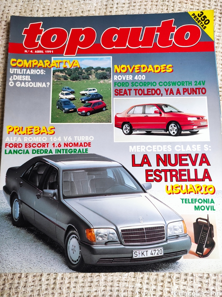 Autos: TOP AUTO N&ordm; 4 ABRIL 1991. PRUEBA: ALFA ROMEO 164 V6 TURBO. FORD ESCORT 1.6 NOMADE.MINI COOPER
