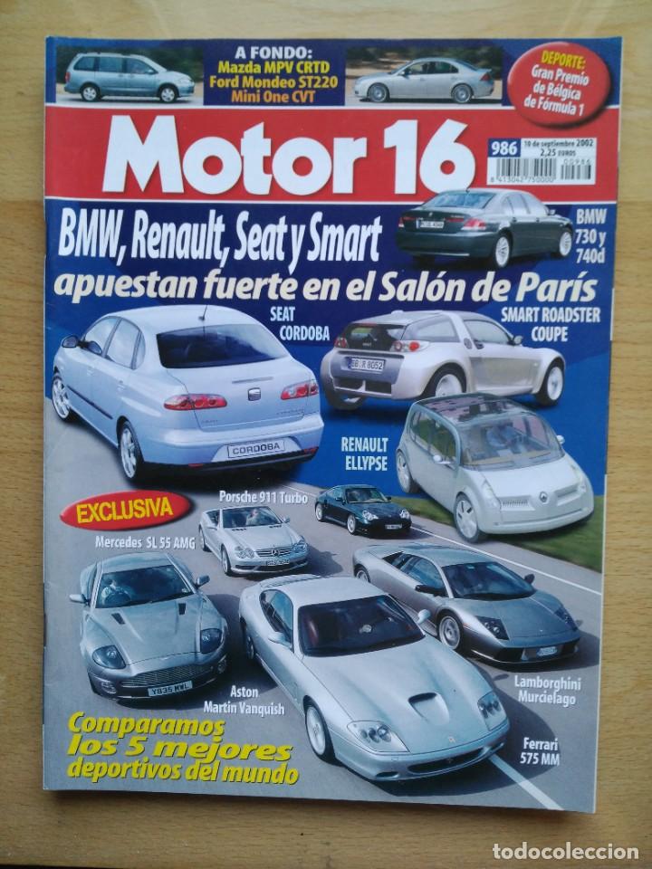 Coches: Motor 16 n&ordm; 986. A&ntilde;o 2002. Seat C&oacute;rdoba. BMW Serie 7. Mini One CVT. Ford Mondeo ST220