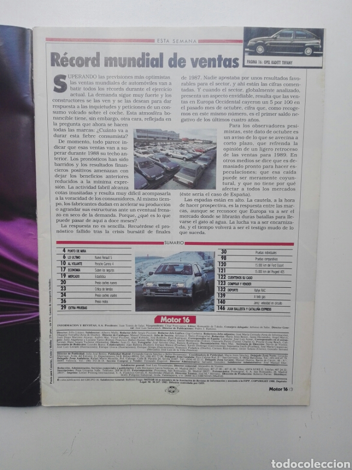 Coches: MOTOR 16 - 266 / 1988 - EXTRA PRUEBAS - 148- PAG - Foto 4