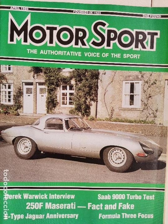 Coches: 1986 REVISTA MOTOR SPORT - 250 F MASERATI - SAAB 900 TURBO TEST - JAGUAR E TYPE