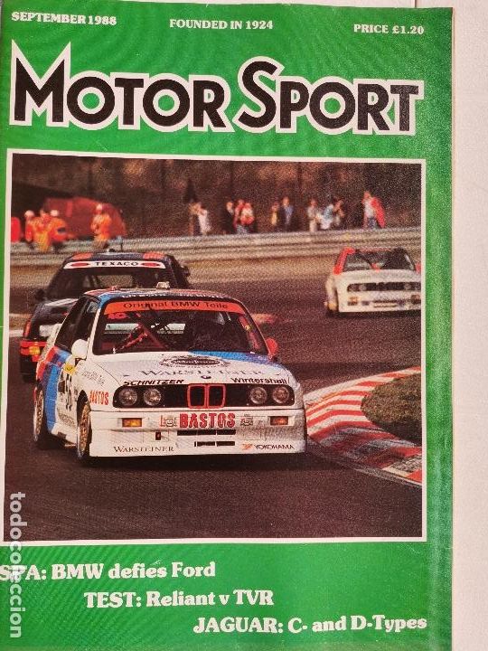 Coches: 1988 REVISTA MOTOR SPORT - SPA BMW DEFIETS FORD - TEST RELIANT V TVR - JAGUAR C Y D TYPES