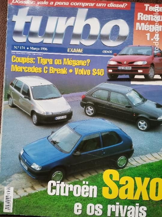 Coches: 1996 REVISTA TURBO - CITROEN SAXO - VOLVO S40 - OPEL TIGRA - RENAULT MEGANE - TAP RALLYE PORTUGAL