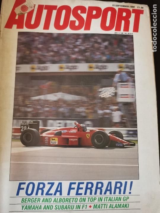 Coches: 1988 REVISTA AUTOSPORT - FORZA FERRARI BERGER Y ALBORETO ITALIAN GP