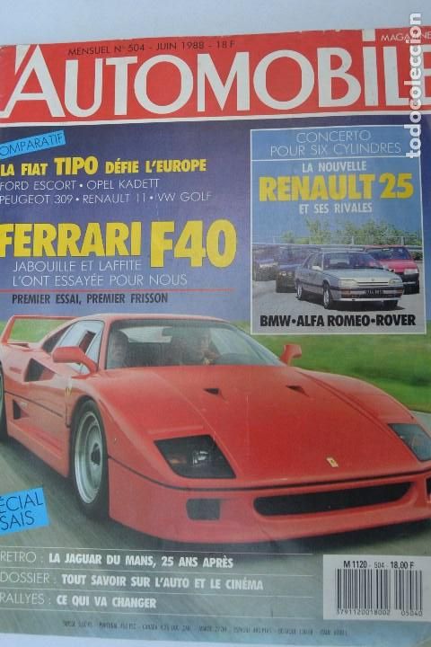 Coches: 1988 REVISTA L`AUTOMOBILE - FERRARI F 40 - RENAULT 25 - JAGUAR EN LE MANS